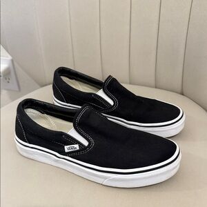 Vans Black and White Slip-On Shoes